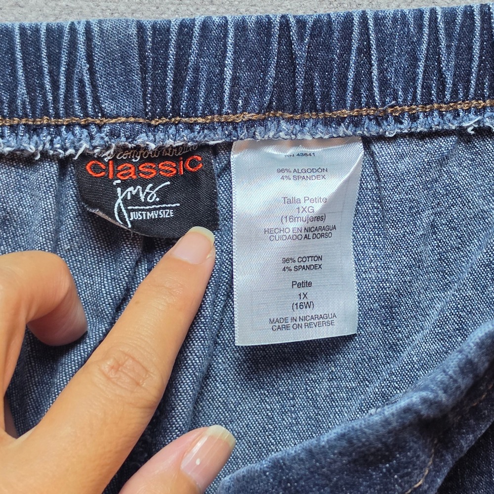 Just My Size Jeans Women 1X Petite Blue Elastic Waist Comfort Stretch Denim - Picture 3 of 15